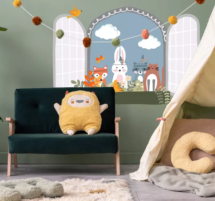 キッズアニマルウィンドウ3dウォールステッカー - TENSTICKERS