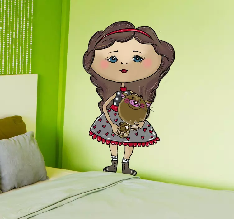 子供の猫の女の子の壁のステッカー - TENSTICKERS