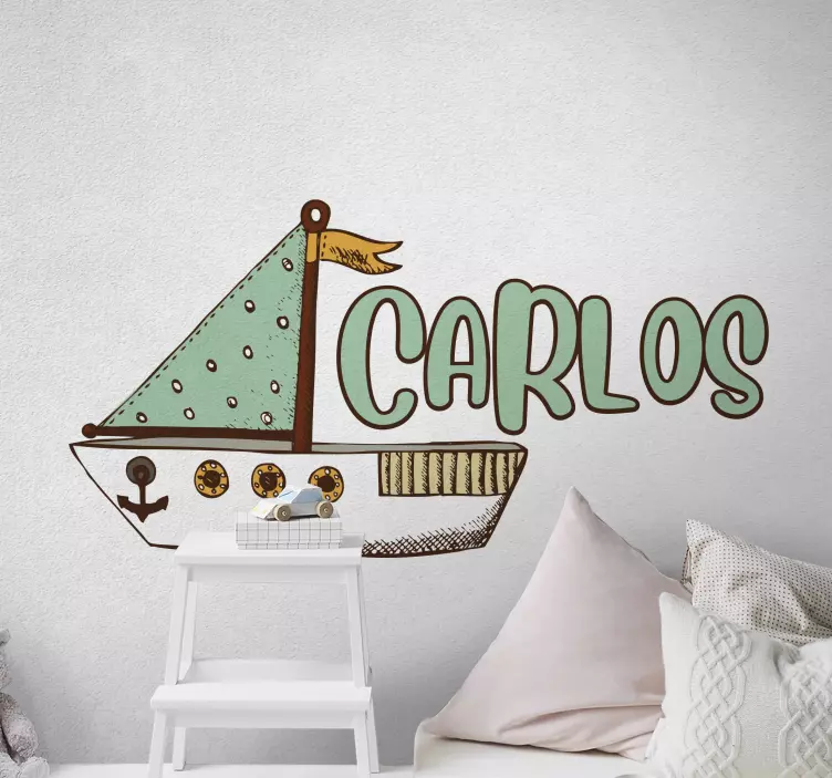 名前のステッカーが付いている子供の海賊船 - TENSTICKERS