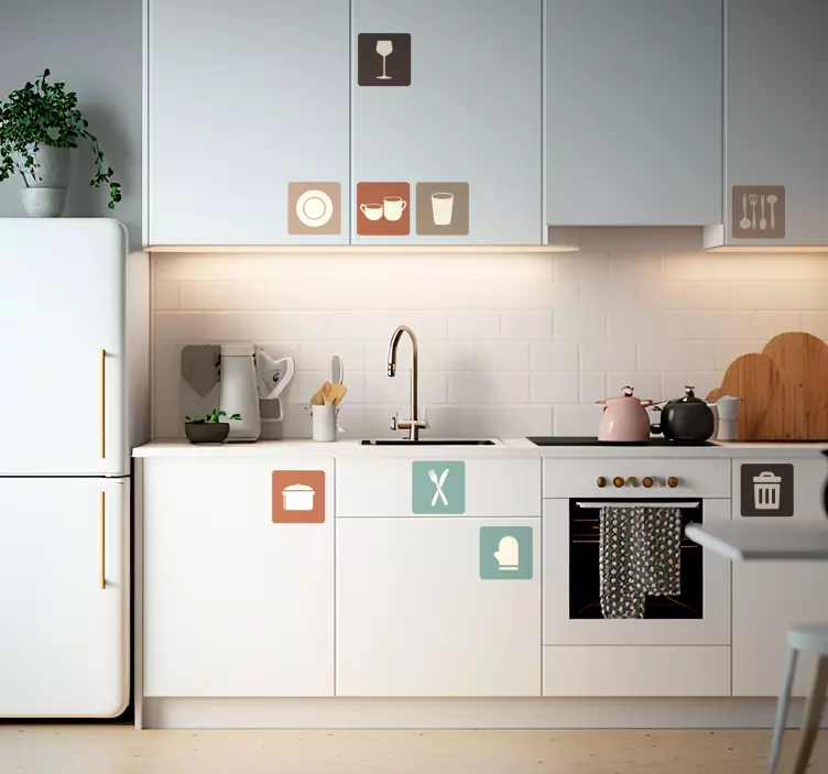 キッチン用品ステッカー アイコンキャビネットキッチン - TENSTICKERS