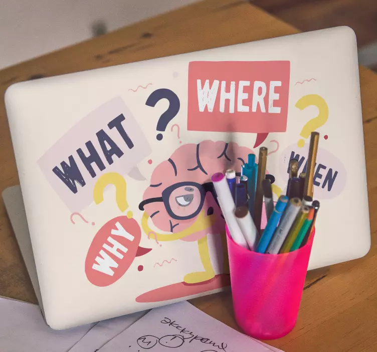 ノートパソコン用スキン好奇心あふれる脳のキャラクター - TENSTICKERS