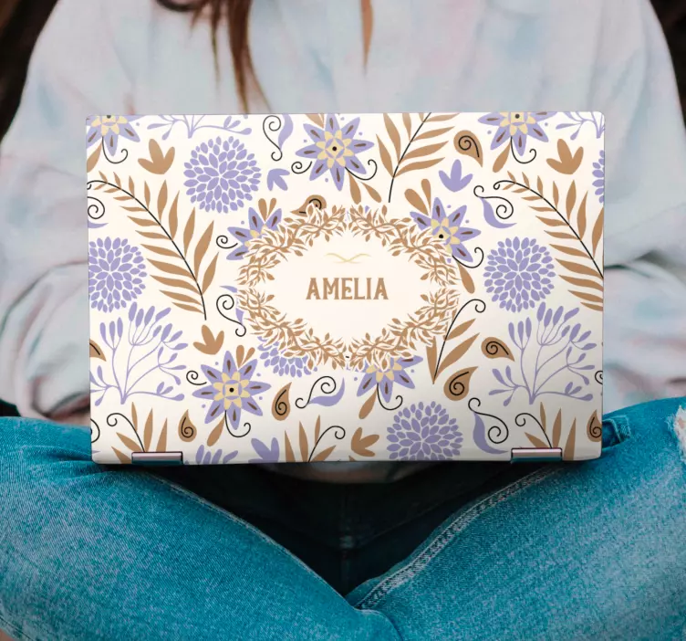 ノートパソコン用スキン 花柄のパーソナライズカバー - TENSTICKERS