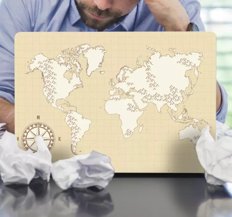 ノートパソコン用スキン地図とコンパス - TENSTICKERS