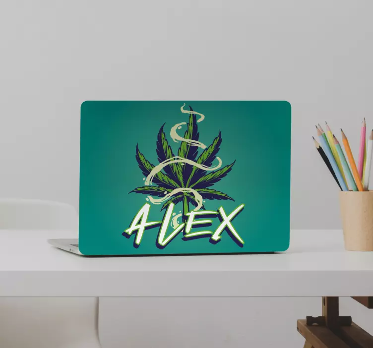 ノートパソコン用スキン大麻の葉と名前 - TENSTICKERS