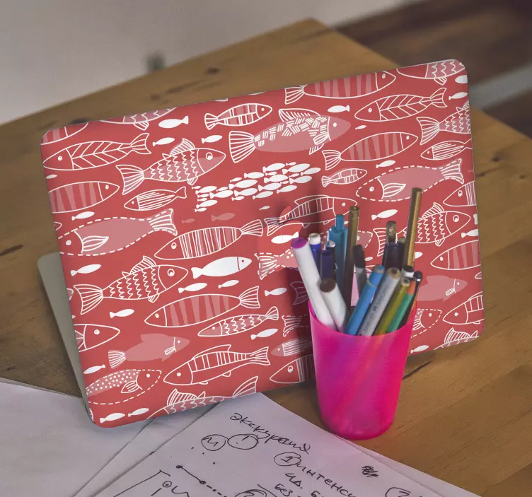 ノートパソコン用スキン 気まぐれな魚の模様 - TENSTICKERS