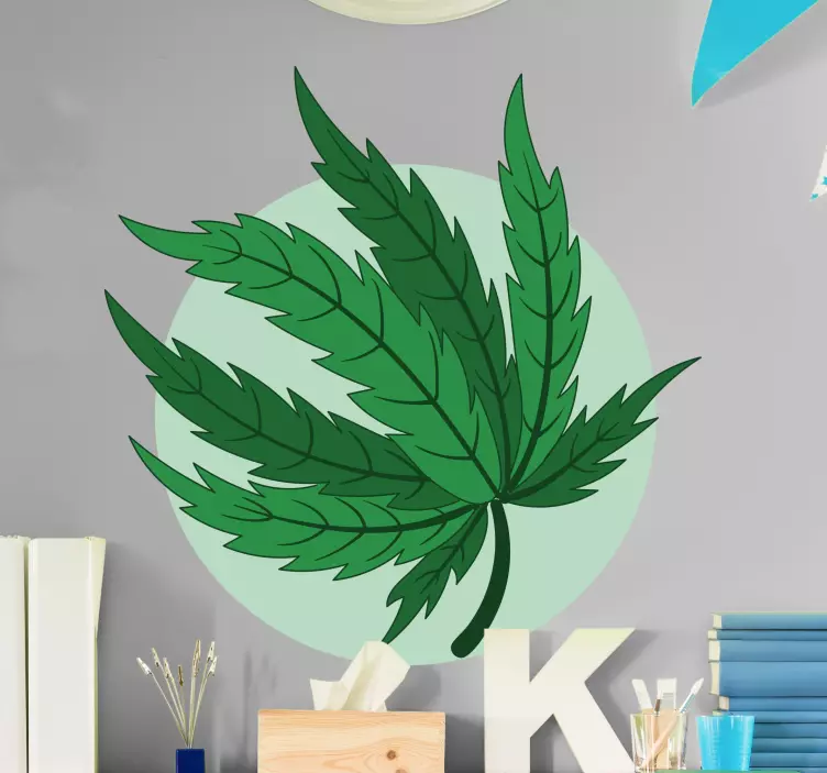 大きな大麻葉植物ウォールステッカー - TENSTICKERS