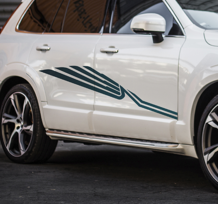 ライトブルーのレーシングストライプカーステッカー - TENSTICKERS