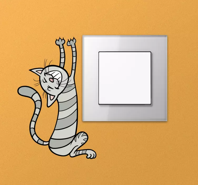 動物 シール グレーの楽しい猫 - TENSTICKERS