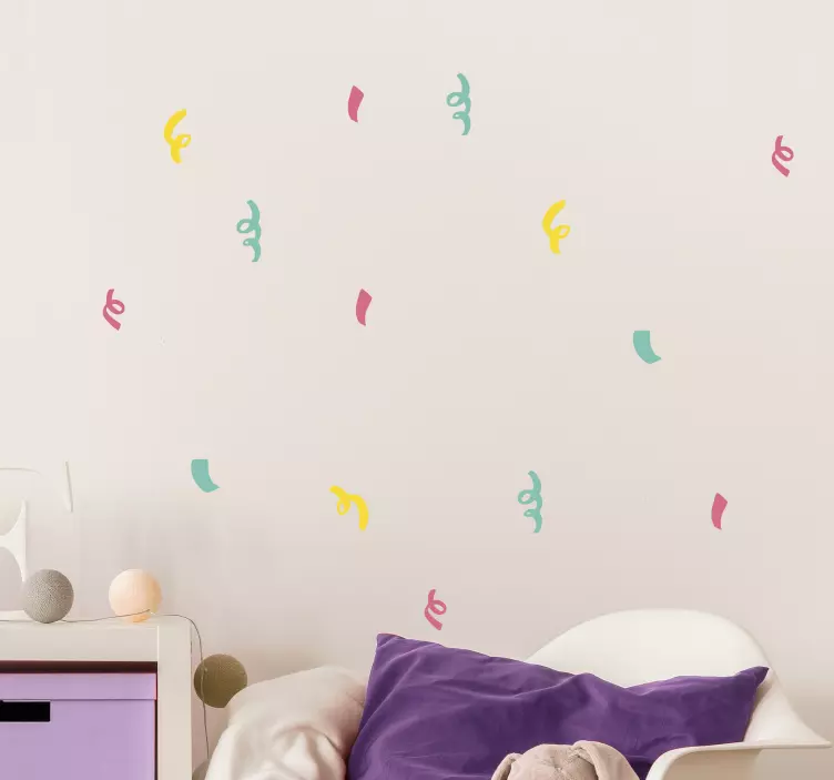 長い紙吹雪イラストステッカー - TENSTICKERS