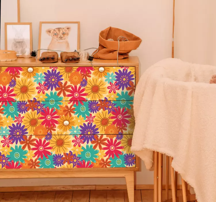 花の家具のステッカーがたくさん - TENSTICKERS