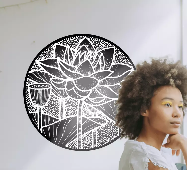 蓮の花の伝統的なスタイルの花のステッカー - TENSTICKERS