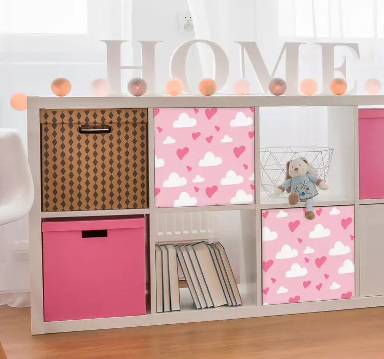 愛の心雲家具ステッカー - TENSTICKERS