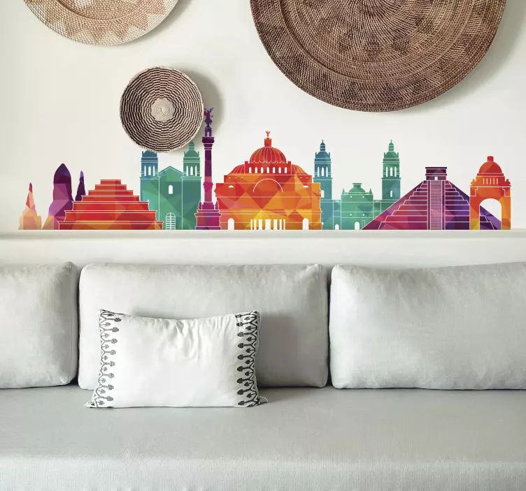 メキシコのスカイラインシルエットステッカー - TENSTICKERS