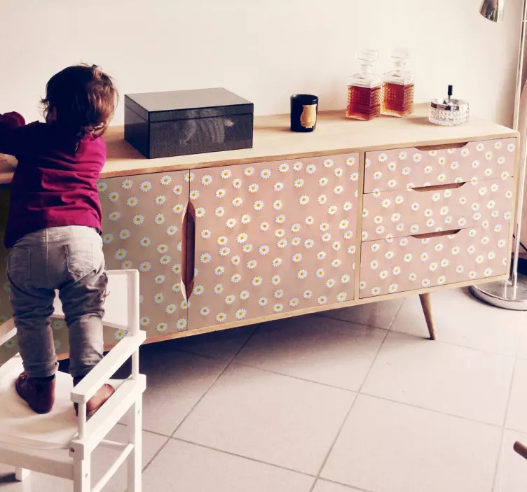 現代のデイジー柄の家具デカール - TENSTICKERS