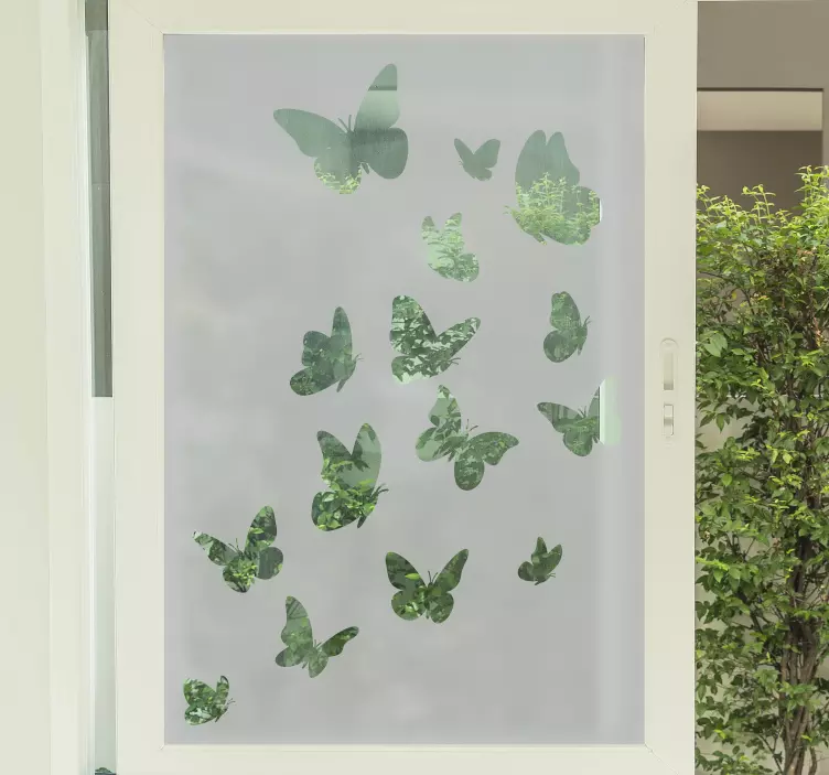 複数の飛ぶ蝶の窓のステッカー - TENSTICKERS