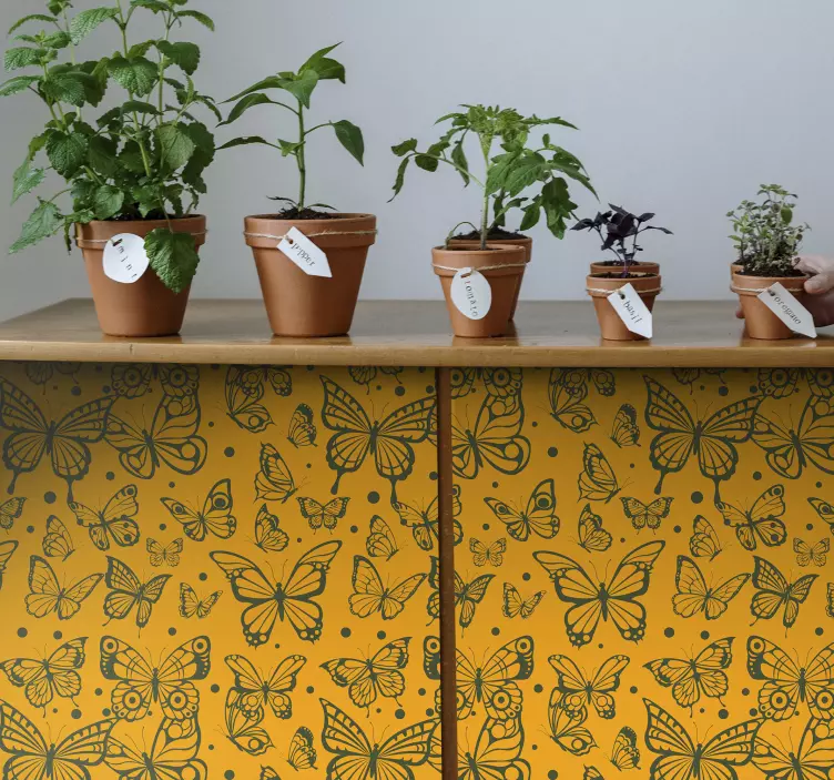 動物 シール 蝶と植物の背景 - TENSTICKERS