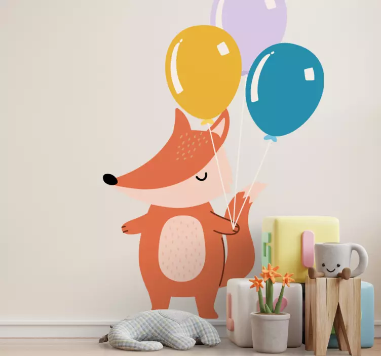 風船イラストデカールと北欧のキツネ - TENSTICKERS