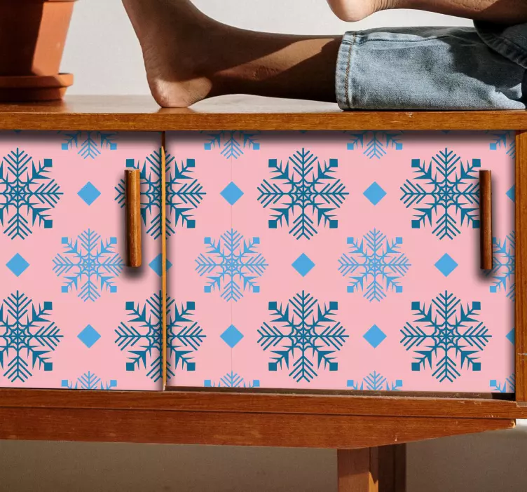 動物 シール ピンクの雪の結晶模様 - TENSTICKERS