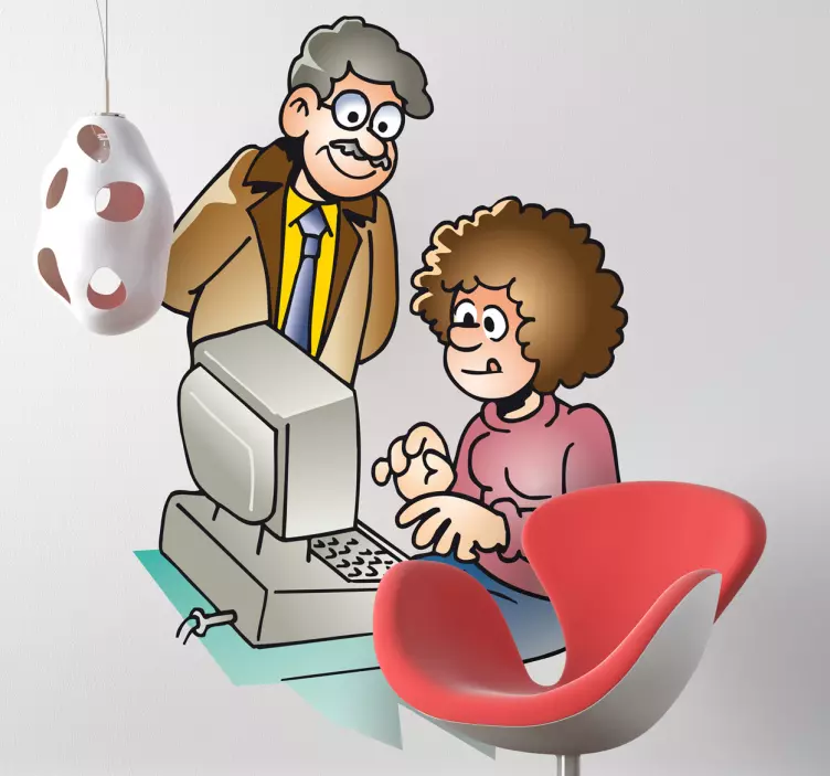 オフィスコンピューター教師ウォールステッカー - TENSTICKERS
