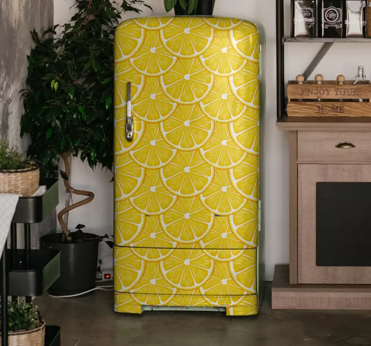 オレンジ柄の冷蔵庫ステッカー - TENSTICKERS