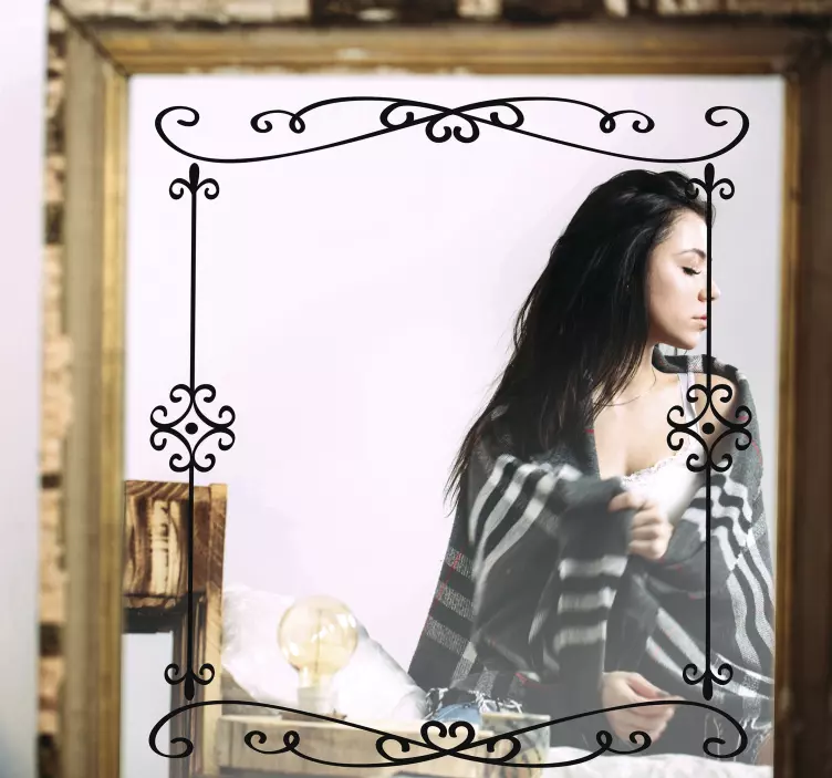 装飾用の黒いミラーフレームステッカー - TENSTICKERS