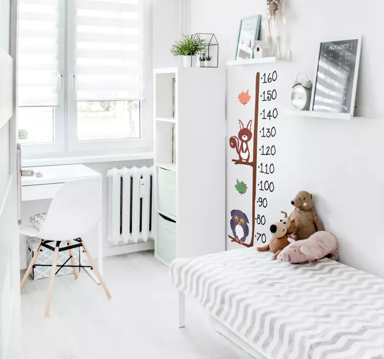 フクロウとウサギの高さチャートウォールステッカー - TENSTICKERS