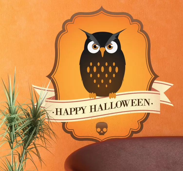 フクロウハロウィンサインウォールステッカー - TENSTICKERS