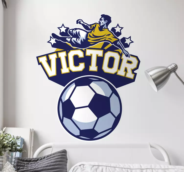 パーソナライズされた子供の寝室のサッカーwallsticker - TENSTICKERS