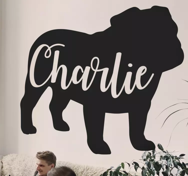 パーソナライズされた名前ブリティッシュブルドッグシルエット - TENSTICKERS