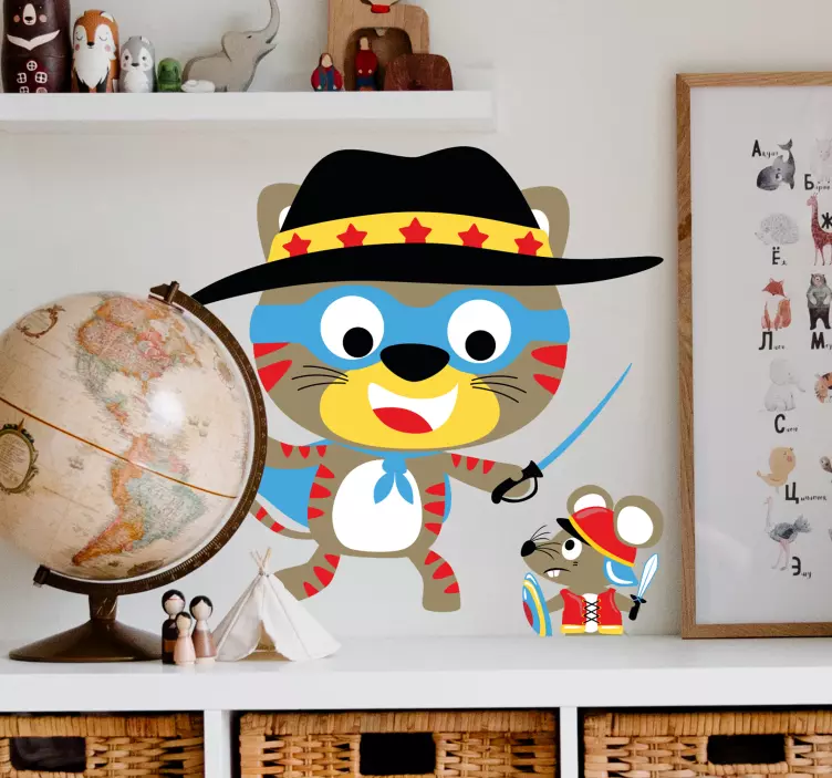 猫とネズミのイラストステッカーを再生します - TENSTICKERS