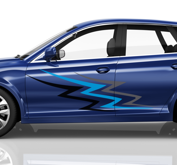 レースカーの青とグレーの車のステッカー - TENSTICKERS