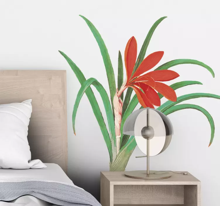 赤いクロッカスヴィンテージスタイルの花のウォールステッカー - TENSTICKERS