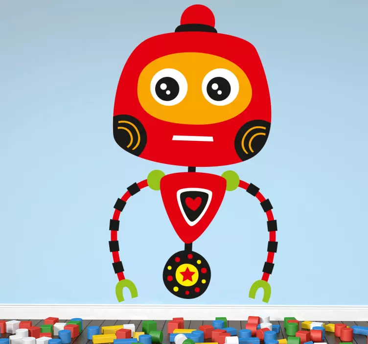 赤いロボットの子供のステッカー - TENSTICKERS