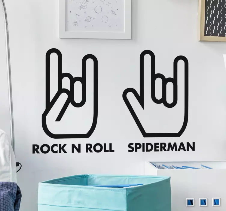 ロックンロールとスパイダーマンの手サインウォールステッカー - TENSTICKERS