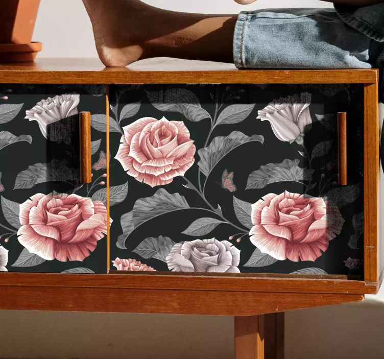 バラ柄のラップトップステッカー - TENSTICKERS