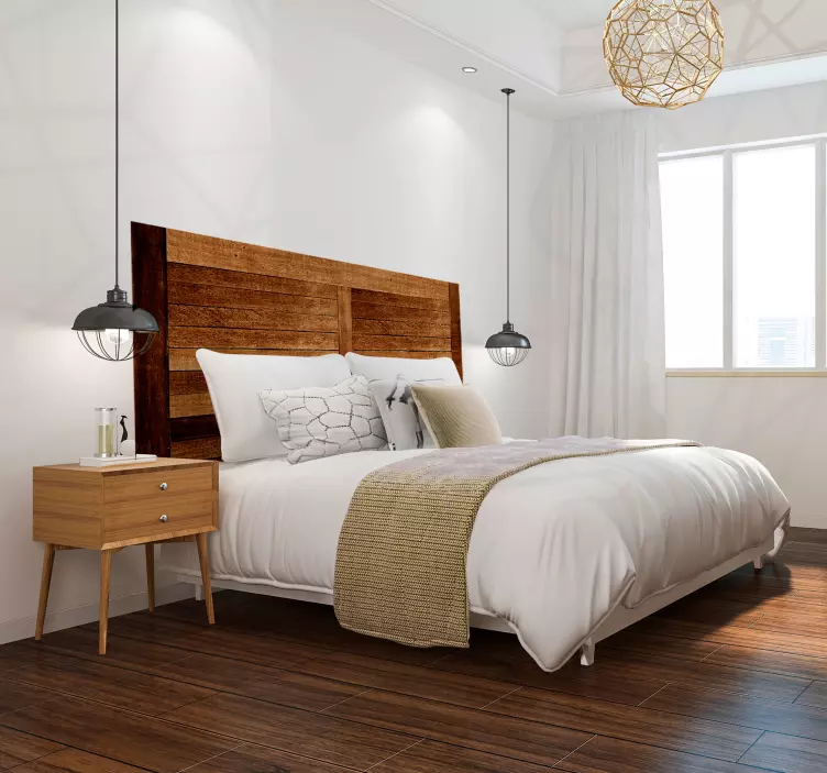 素朴な木の板の質感のヘッドボードのデカール - TENSTICKERS