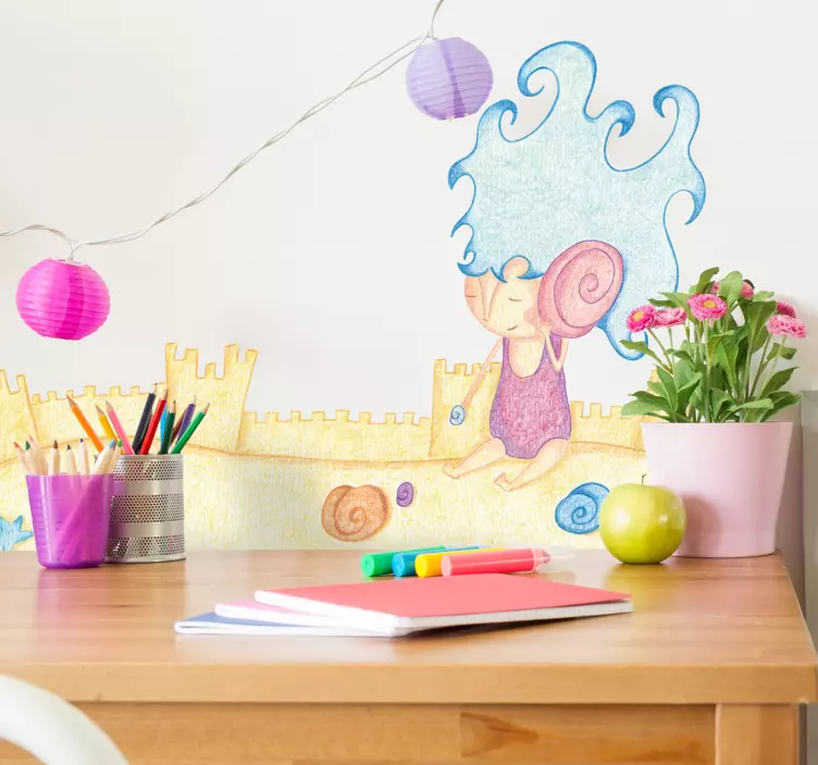 ビーチの砂の城のステッカー - TENSTICKERS