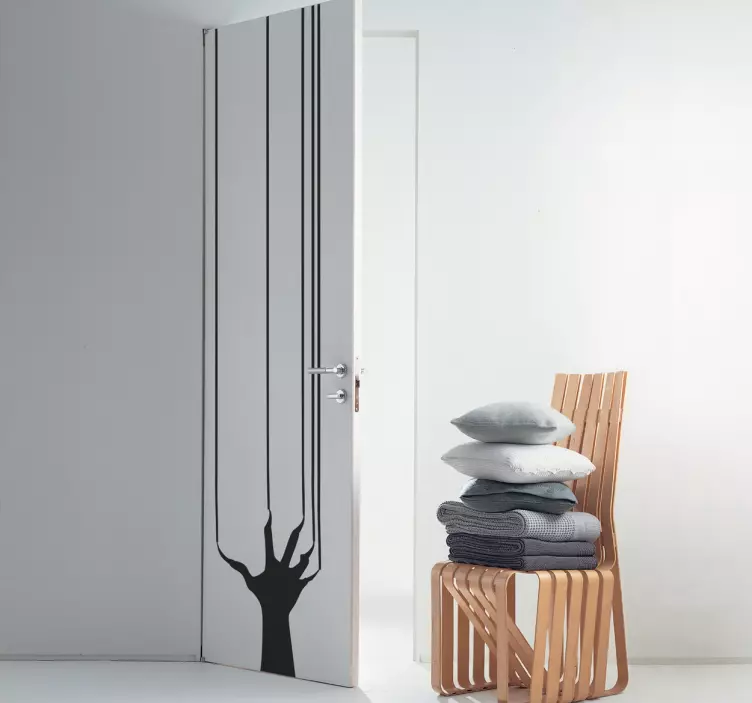 恐ろしい手のドアのハロウィーンのステッカー - TENSTICKERS