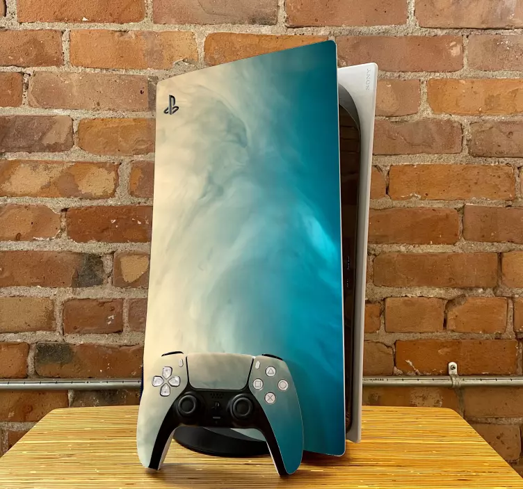 海の青い背景抽象的なps5ステッカー - TENSTICKERS