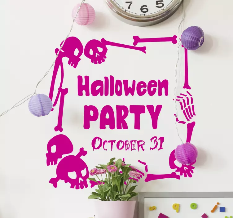 看板を指してスケルトンハロウィンステッカー - TENSTICKERS