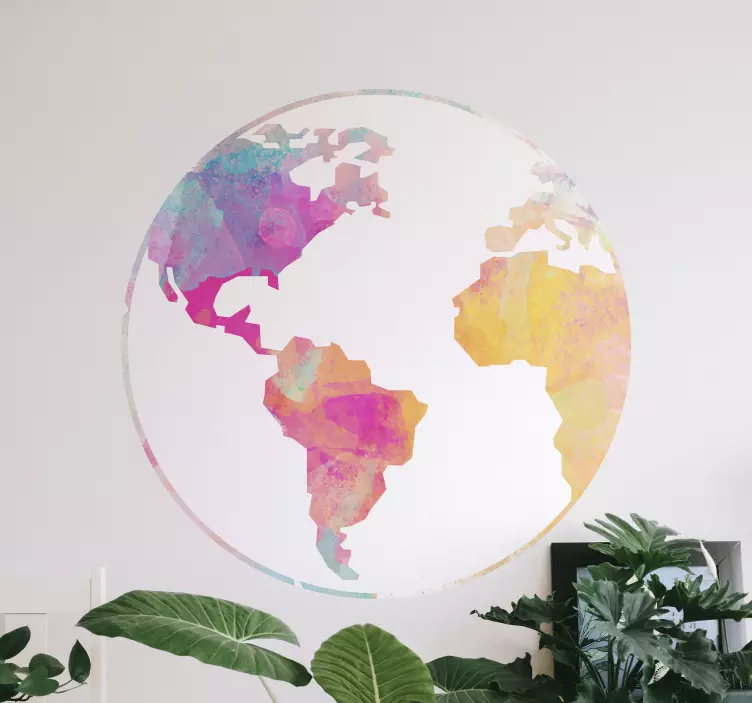 スプラッシュカラーカラフルな世界地図ウォールステッカー - TENSTICKERS