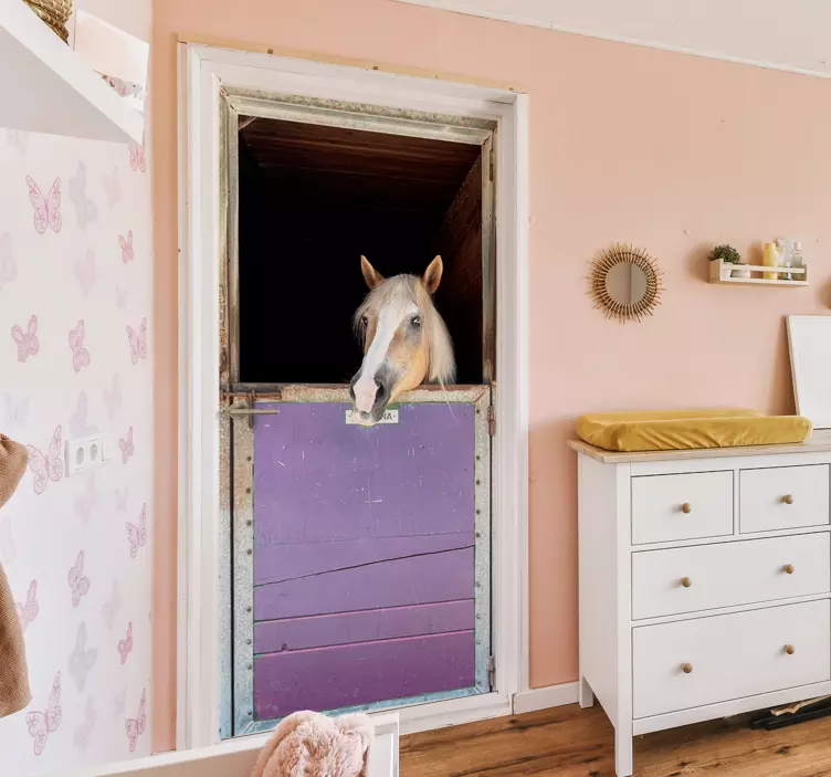 安定した馬のガラスドアのステッカー - TENSTICKERS