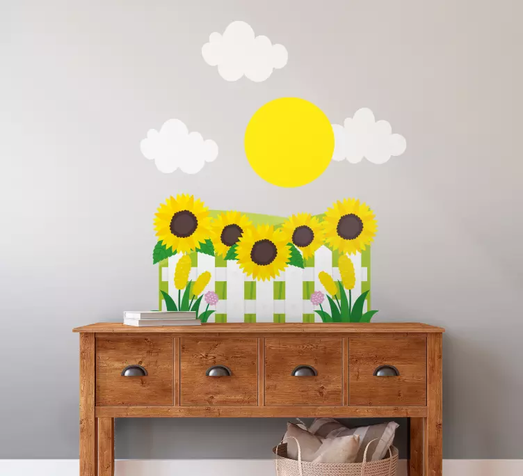 ひまわり畑by日の出花ウォールステッカー - TENSTICKERS