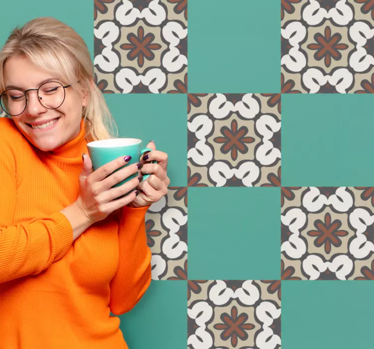 動物 シール 幾何学的ベージュデザイン - TENSTICKERS