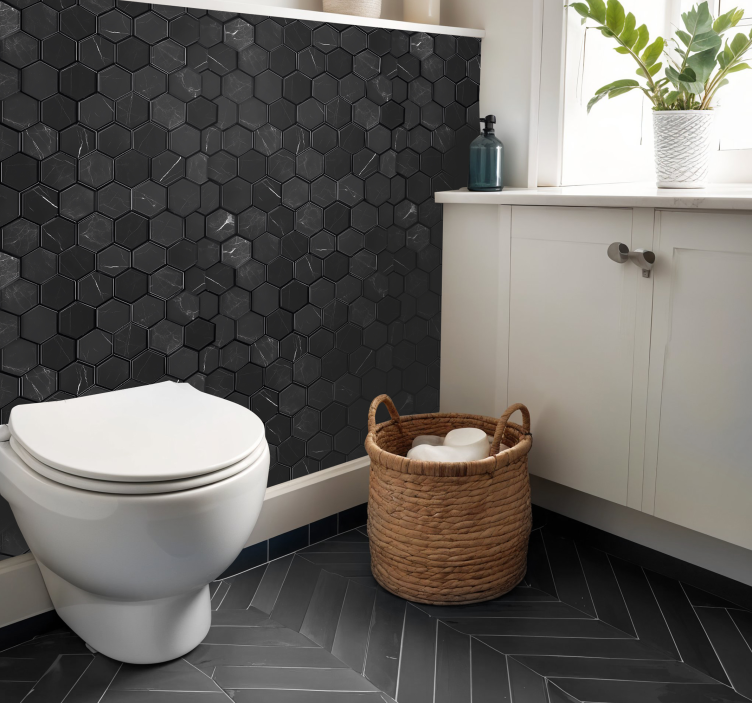 動物 シール 六角形 黒 - TENSTICKERS