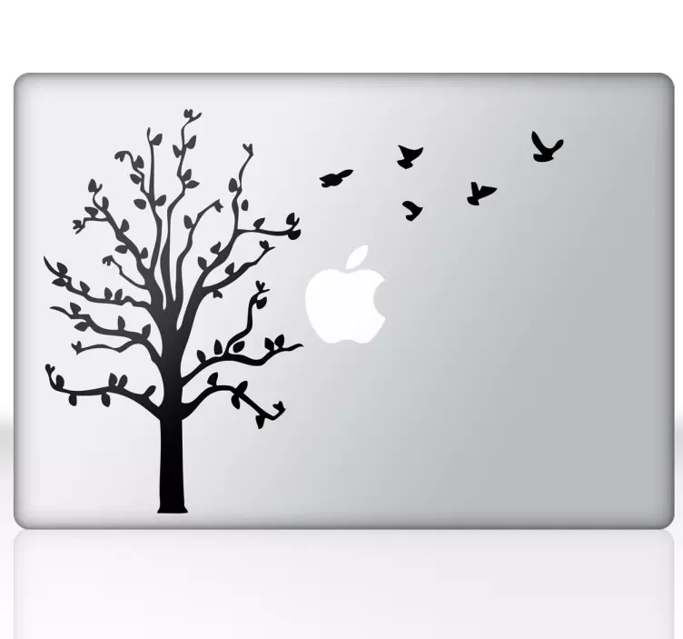 木と飛ぶ鳥macbookステッカー - TENSTICKERS