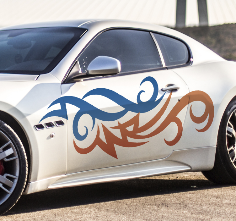 部族のカラフルな炎の車のステッカー - TENSTICKERS