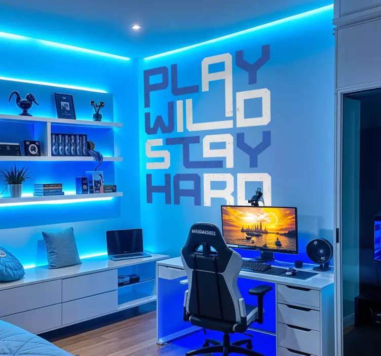 ビデオゲームの壁のステッカー play hard - TENSTICKERS