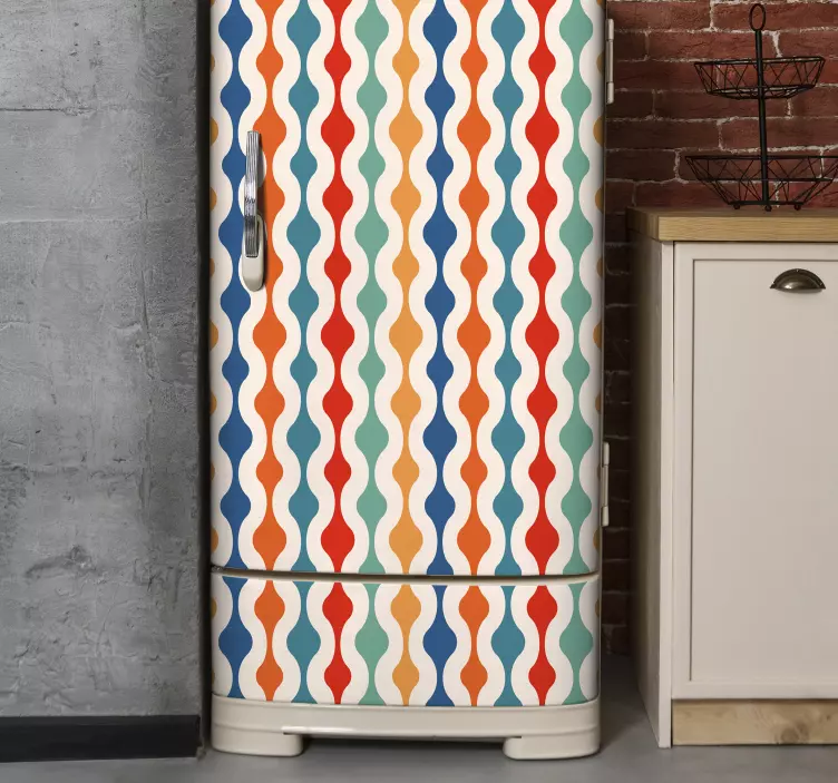 ヴィンテージウェーブ冷蔵庫ステッカー - TENSTICKERS