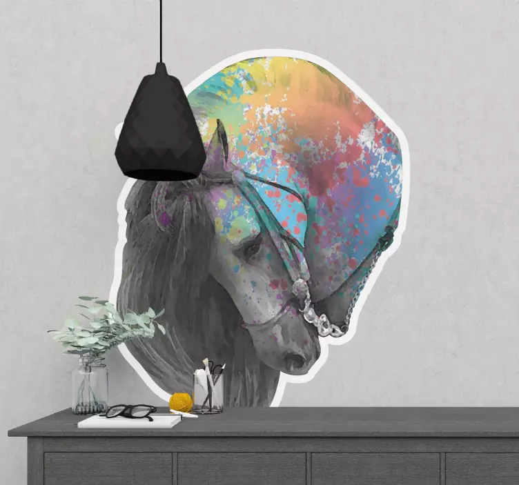 動物 シール カラフルな馬のポートレート - TENSTICKERS